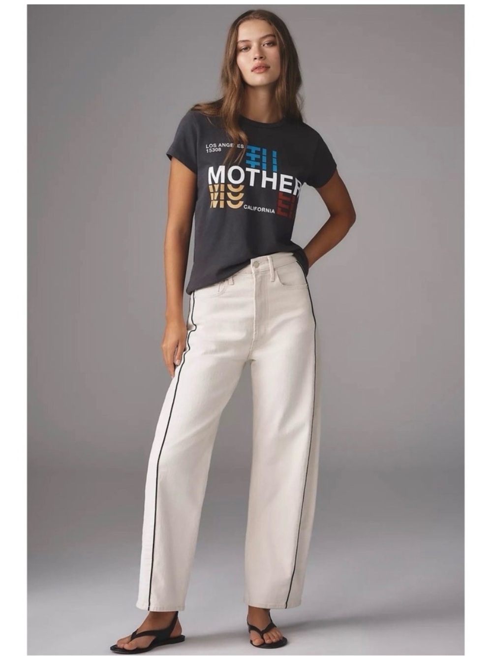Mother The Half Piped Ankle Size 32 Cream Off White Jean